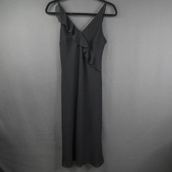 Esprit Dress 4 Black Midi Ruffle Sheer Romantic Witchy Whimsigoth Y2K Retro - Picture 1 of 14